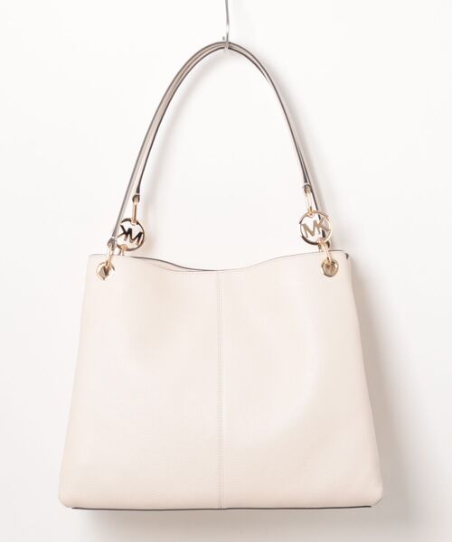 【美品】 マイケルコース ショルダーバッグ ホワイト 水色 レザー MICHAEL KORS（マイケルコース） ロゴ ショルダーバッグ ホワイト系
