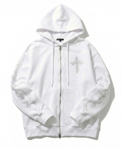 8 パーカー クロスラインストーンZIPパーカー メンズ レディース
