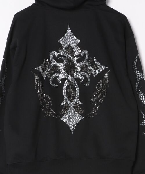 8 パーカー クロスラインストーンZIPパーカー メンズ レディース