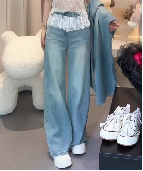 ジーンズ デニム デニムパンツ ウエストレース フレアデニムパンツ