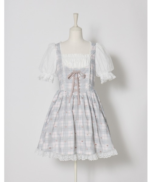 mellfy memory LOVE for Ginghamろりーたワンピース mellfy memory（メルフィーメモリー） ワンピース 半袖 Sweet heart