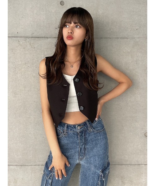 「ENVYM」 ベスト FREE ブラック レディース_画像5