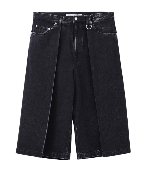 パンツ JOHN LAWRENCE SULLIVAN WASHED DENIM TUCKED WIDE SHORTS (2A009-0426-20)の画像