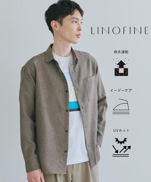 THE SHOP TK シャツ 「LINO FINE」リネンライク 長袖シャツ UVカット