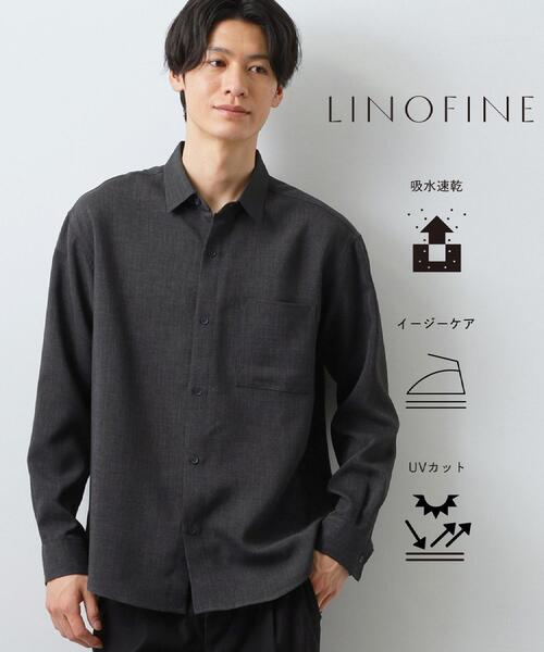 THE SHOP TK シャツ 「LINO FINE」リネンライク 長袖シャツ UVカット