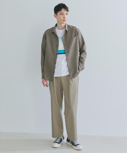 THE SHOP TK シャツ 「LINO FINE」リネンライク 長袖シャツ UVカット
