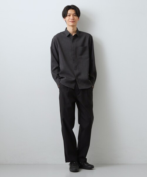 THE SHOP TK シャツ 「LINO FINE」リネンライク 長袖シャツ UVカット
