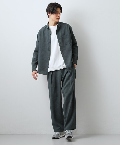 THE SHOP TK シャツ 「LINO FINE」リネンライク 長袖シャツ UVカット