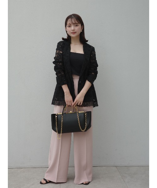 パンツ 「XSサイズあり」ダブルサテンストレートパンツ レディースの画像
