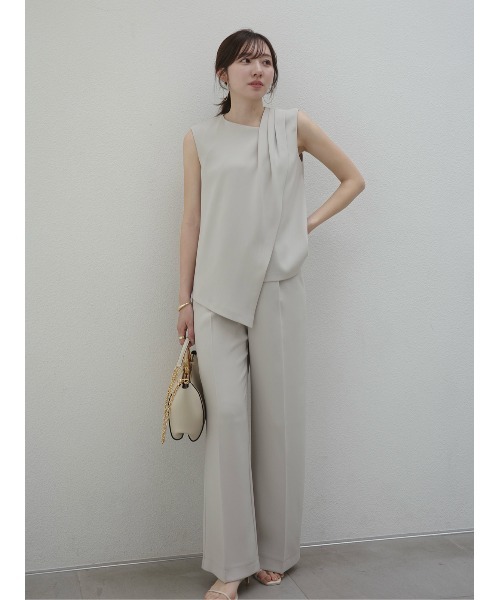 パンツ 「XSサイズあり」ダブルサテンストレートパンツ レディースの画像