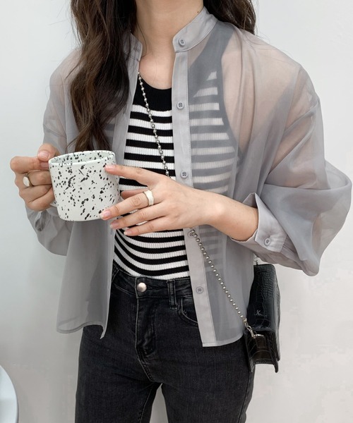 「ABITOKYO」 長袖ブラウス M グレー レディース_画像3