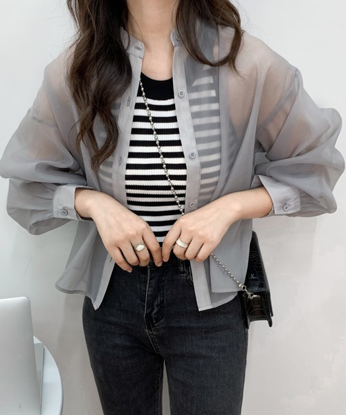 「ABITOKYO」 長袖ブラウス M グレー レディース_画像4
