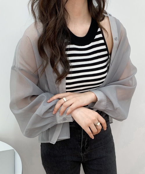 「ABITOKYO」 長袖ブラウス M グレー レディース_画像8