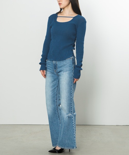 SENEE loose vintage like denim ブルー M SENEE loose vintage like