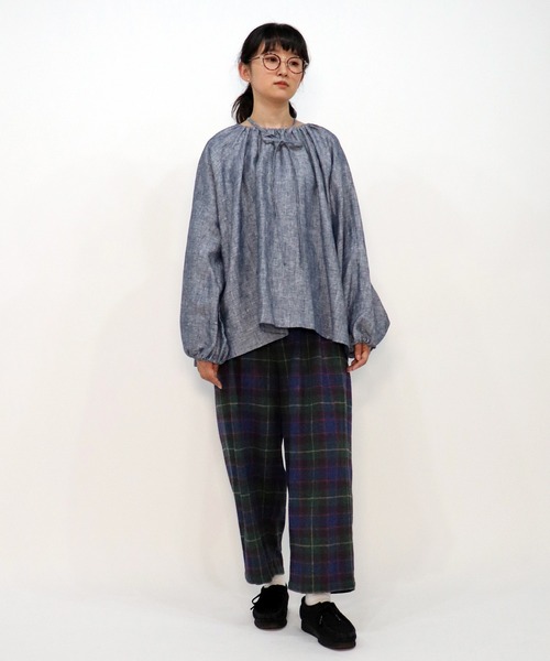 「haupia」 長袖ブラウス MEDIUM ネイビー レディース_画像5