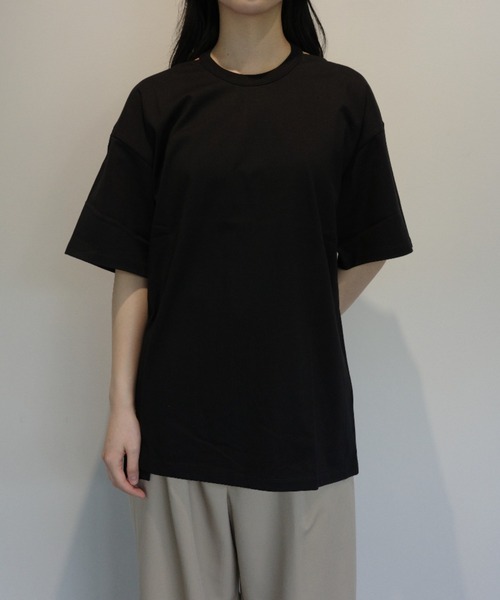 CLANE（クラネ） tシャツ 半袖 CLANE W FACE NOTCHED RIB OVER TOPS