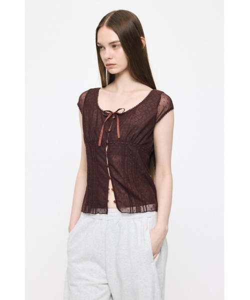 ブラウス シャツ TULLE PINTUCK ブラウス レディースの画像