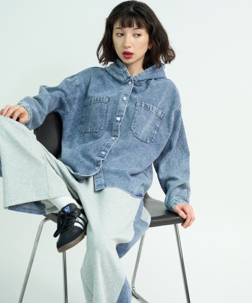 「A.D.C.L.」 長袖シャツ M ブルー レディース_画像6