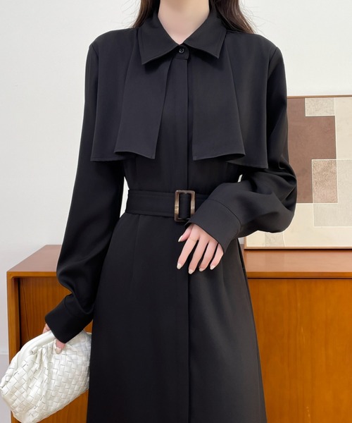 「ABITOKYO」 長袖ワンピース M ブルーグレー レディース_画像2
