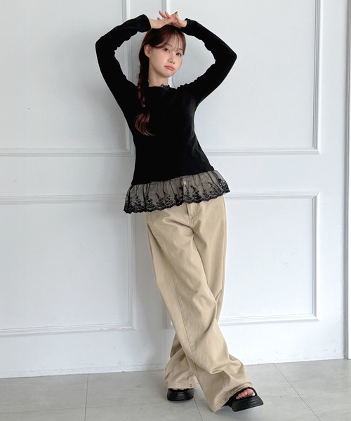 「by muni:r」 チノパンツ SMALL ブラック レディース_画像9