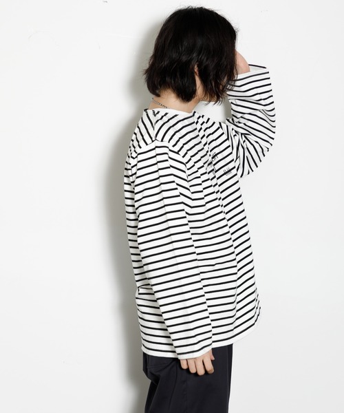 「AMERICAN RAG CIE」 長袖Tシャツ M ホワイト×ブルー メンズ_画像6
