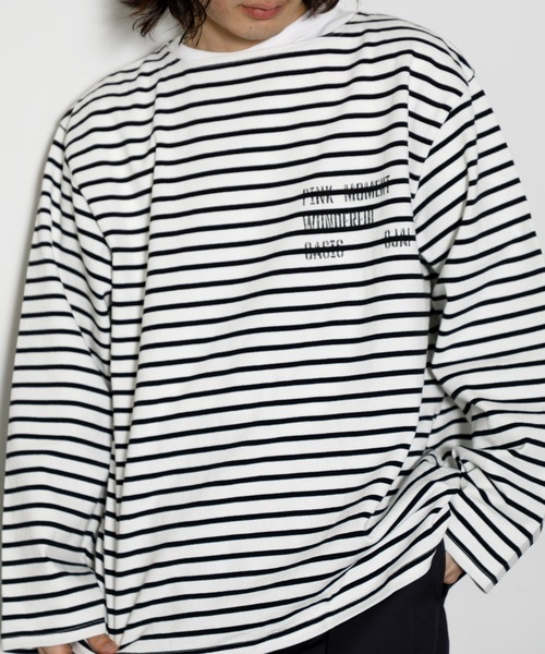 「AMERICAN RAG CIE」 長袖Tシャツ M ホワイト×ブルー メンズ_画像7