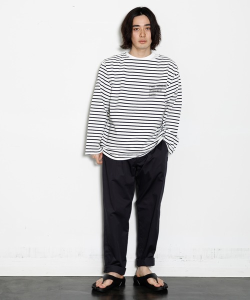 「AMERICAN RAG CIE」 長袖Tシャツ M ホワイト×ブルー メンズ_画像8
