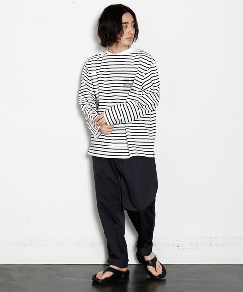 「AMERICAN RAG CIE」 長袖Tシャツ M ホワイト×ブルー メンズ_画像9