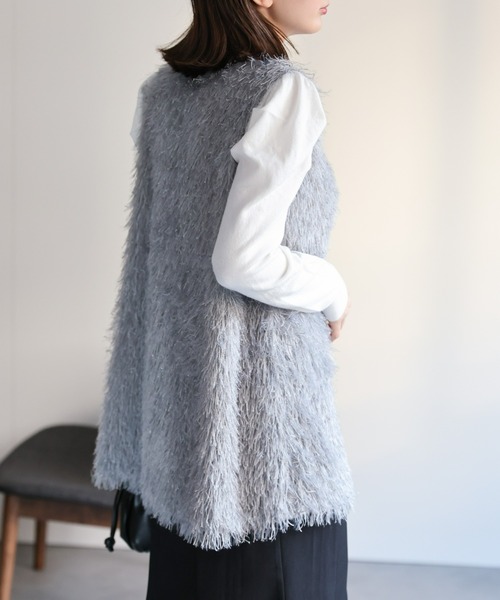 sakishimatokyo ベスト ジレ フェザークルーネックベスト/ジレ