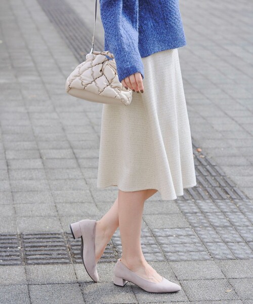 Tiaclasse スカート 「洗える」ラメツイードAラインフレアスカート