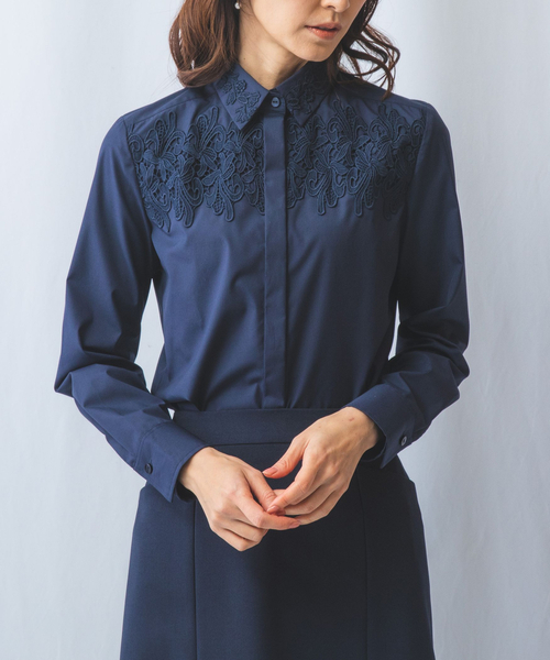 週末限定お値下げ❣️NARACAMICIE レースブラック長袖シャツ サイズIII NARACAMICIE（ナラカミーチェ） ブラウス シャツ 「NARACAMICIE