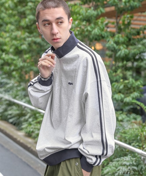 KRYclothing ハーフジップトレーナー FUSINKAN サイドライン ADAMASTE（アダマスト）の「side line half zip sweat - サイド