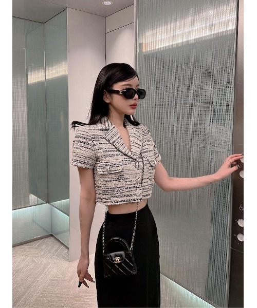 Darich ジャケット テーラードジャケット ミックスツイードハーフ  