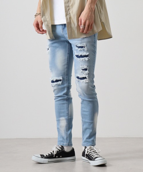 EVOLUTION ジーンズ Damage processing Skinny pants Denim / ダメージ EVOLUTION ジーンズ Damage processing Skinny pants Denim / ダメージ
