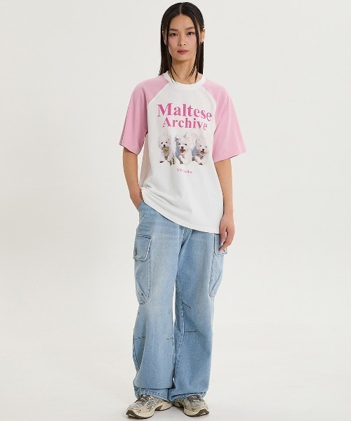 tシャツ A'GEM/9 × .kom 「WaiKei/ワイケイ」ルムイラストレーションラグランハーフスリーブTシャツ レディース メンズ WaiKei tシャツ A'GEM/9 × .kom 「WaiKei/ワイケイ」ルム