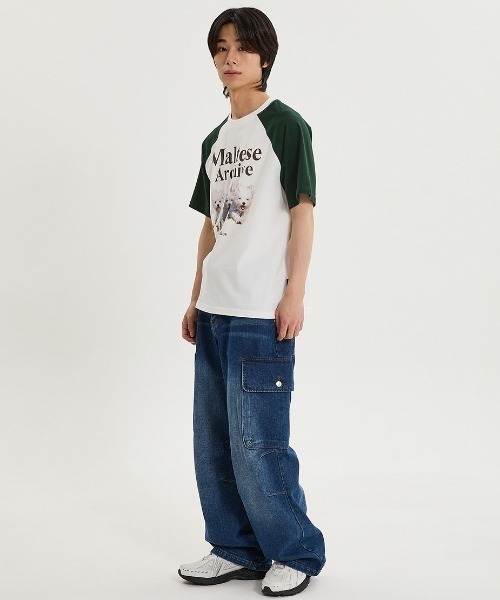 ★WAIKEI★ Maltese Archive Raglan Short Sleeve T-Shirt Beige WAIKEI Maltese Archive Raglan Half Sleeve T-shirt Beige