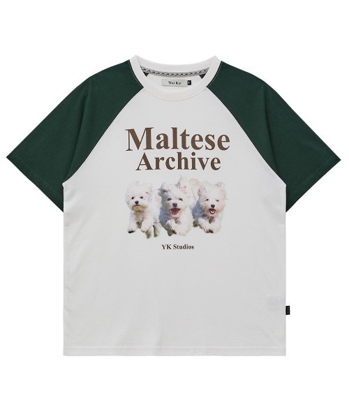 ★WAIKEI★ Maltese Archive Raglan Short Sleeve T-Shirt Beige WAIKEI Maltese Archive Raglan Half Sleeve T-shirt Beige