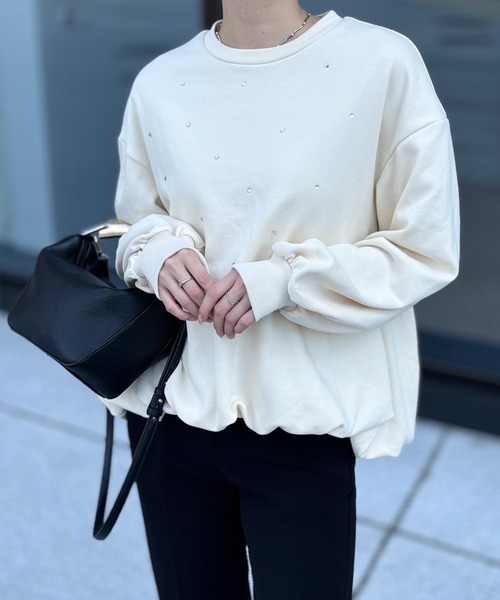 tシャツ スパークルスウェットバルーンヘムプルオーバー レディース
