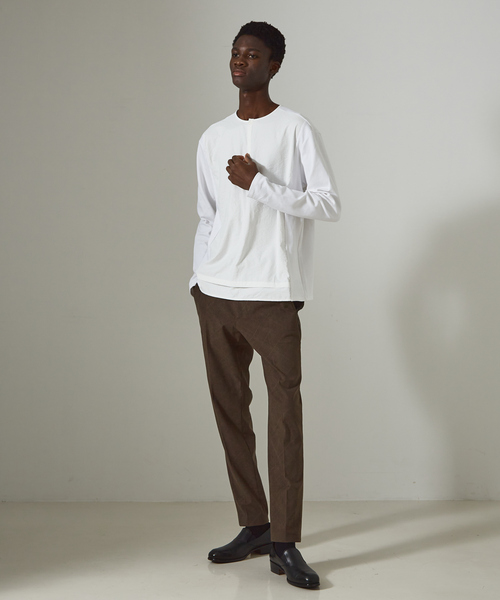 5351 POUR LES HOMMES tシャツ フィブリル ヘンリーネック 長袖Tシャツ