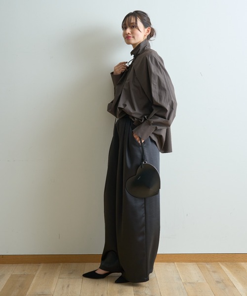 Rouge vif パンツ ツータックサテンイージーパンツ レディース