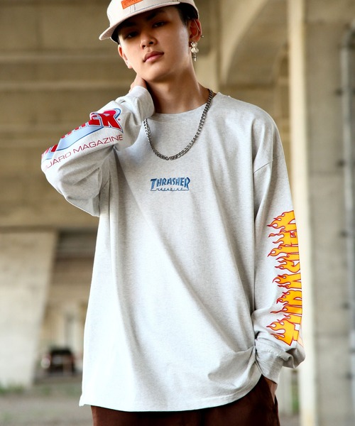 ロゴプリント 長袖トップス 34 フロントロゴプリントロンT(M ホワイト): トップス｜Right-on公式