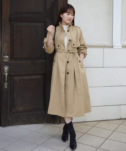 コート トレンチコート Classical Stand Collar Trench Coat 