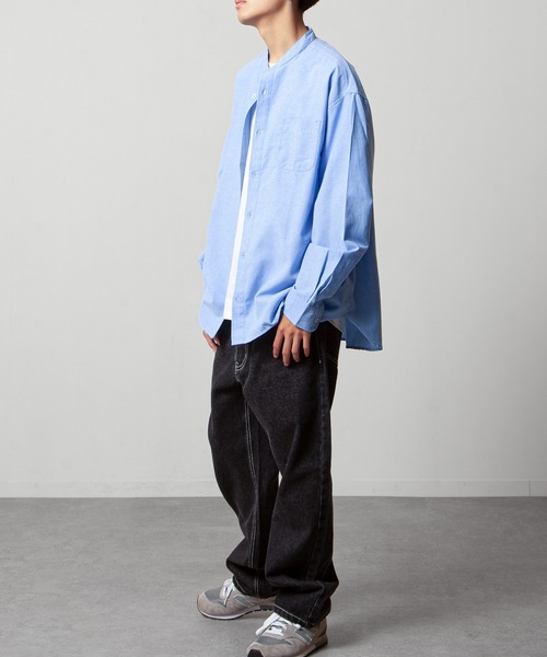 CDL オーバーサイズシャツ ZIP FIVE シャツ 「ZIP FIVE」 CVCオックス 長袖 バンドカラー