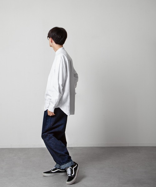 WAAC 黒ジップアップシャツ サイズ1 ZIP FIVE シャツ 「ZIP FIVE」 CVCオックス 長袖 バンドカラー