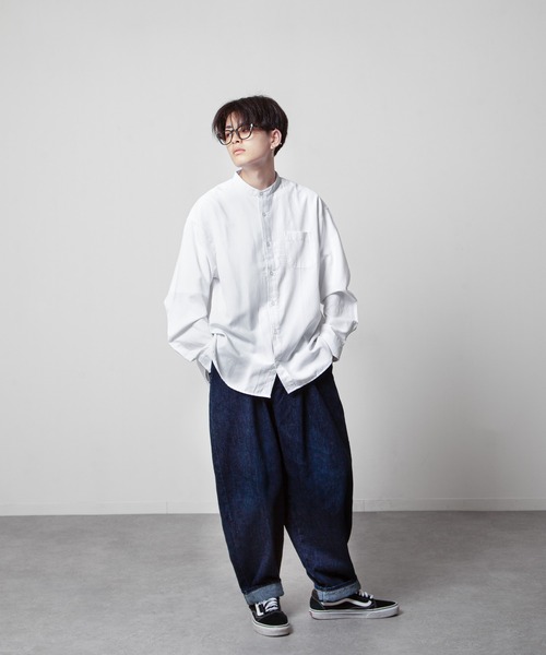 24.５センチ ZIP FIVE シャツ 「ZIP FIVE」 CVCオックス 長袖 バンドカラー