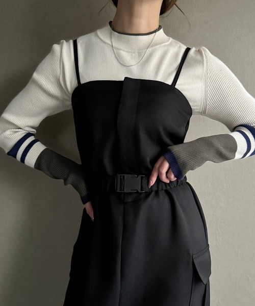 deuxieme ベルト付き　2way ワンピース　ブラック すっきり見えるエレガントな2WAYワンピース | フォーマルメッセージ