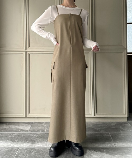 JUNOAH（ジュノア） ワンピース ベルト付き2wayカーゴキャミワンピース