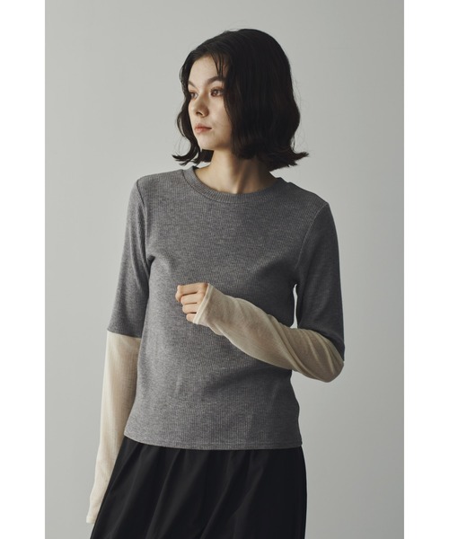 tシャツ バイカラーリブトップス レディース