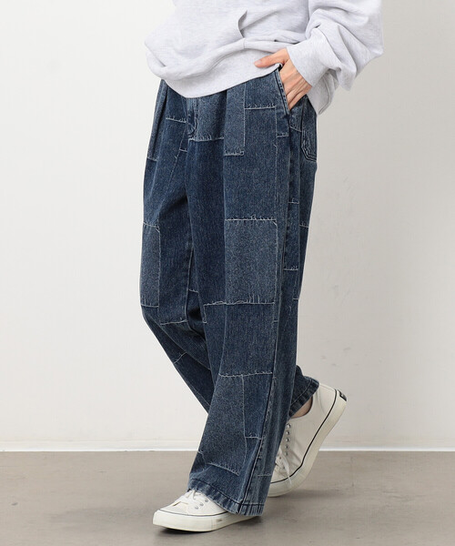 アルベロベロパッチワーク風パンツ アルベロベロパッチワーク風パンツ パッチワーク風デニムパンツ