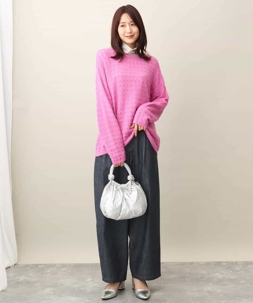 MK MICHEL  / エムケーミッシェルクラン キラキラシアーハイネックカットソー/洗える MK MICHEL KLEIN tシャツ キラキラシアーハイネックカットソー
